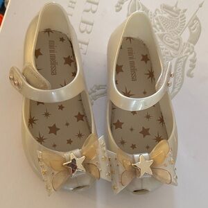 Mini Melissa Cream Star Bow Mary Jane Flats
